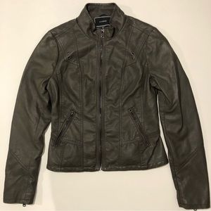 Le Château Faux Leather Jacket Size S Grey
